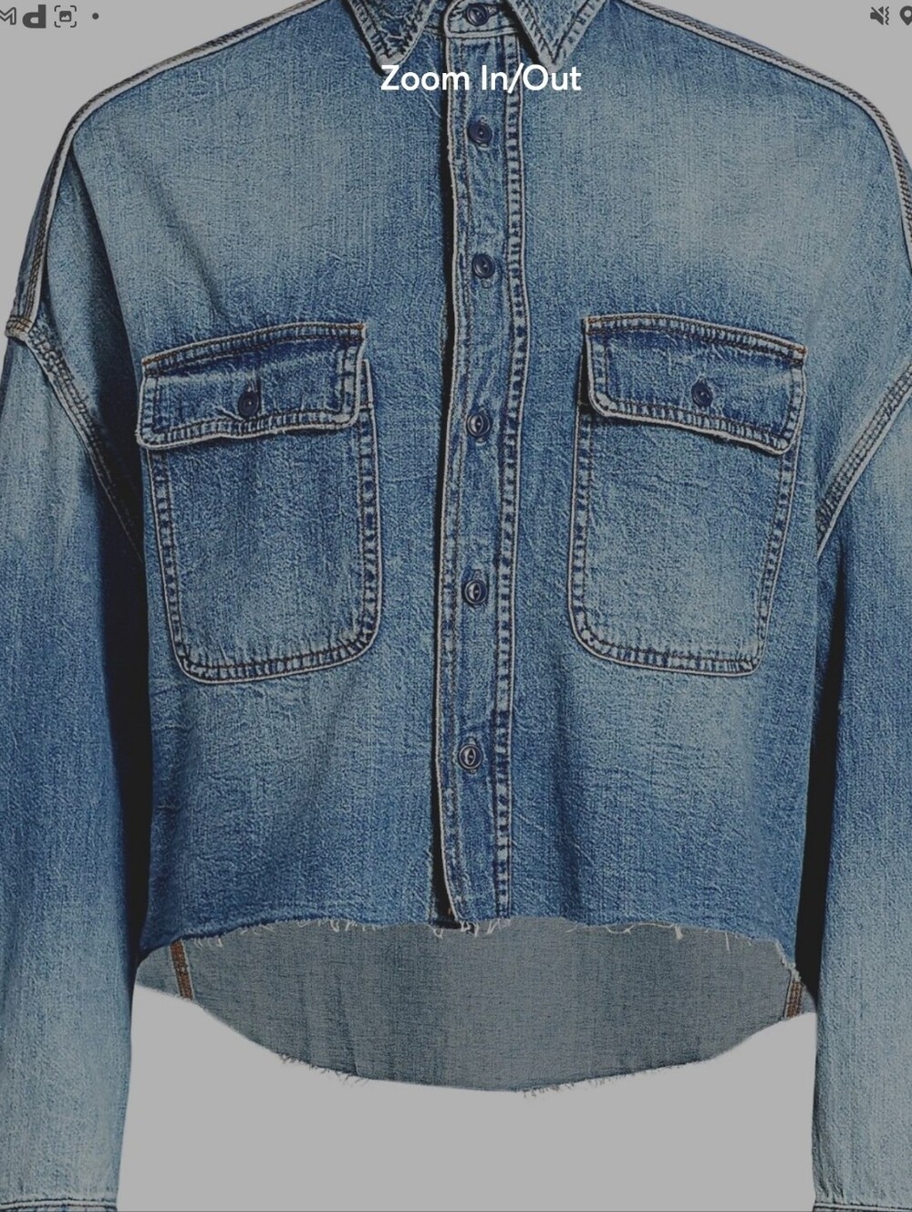 Vibrant Light Blue Denim Shirt with Chest Pockets Women Size Medium